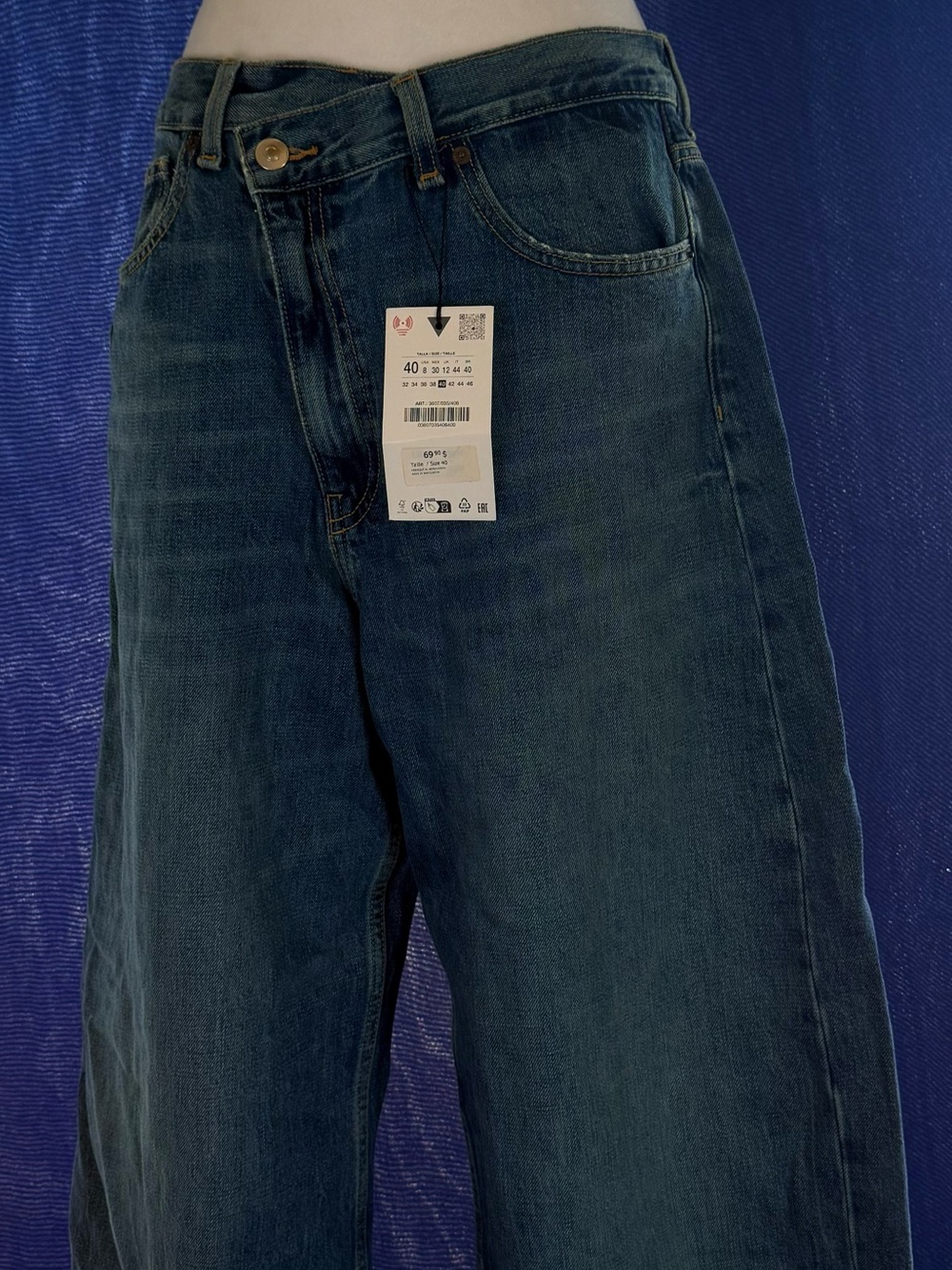 Zara Wide-Leg High-Rise Jeans - Dark Blue